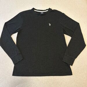 US Polo Assn Mens Long Sleeve Crew Neck T Shirt Dark Gray Heather Size S